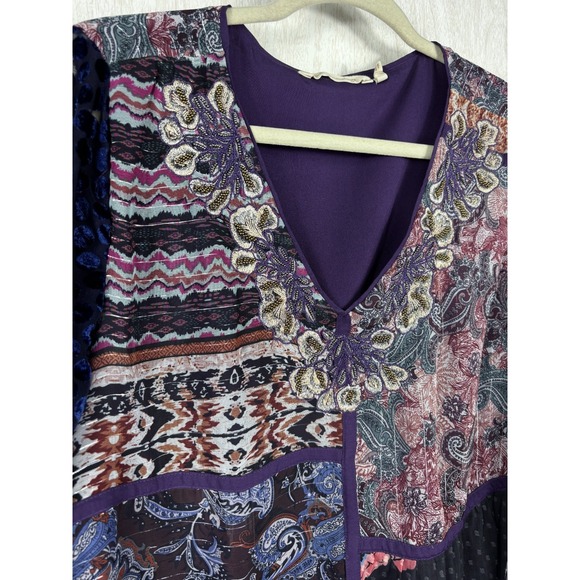 Soft Surroundings Patchwork Tunic Boho Mixed Media Embroidered Petite XL - Picture 4 of 9